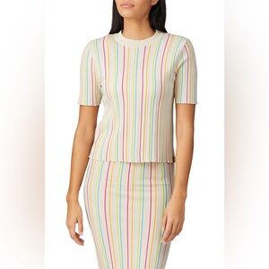 KULE The Jenna Top Crew Neck Short Sleeve Vertical‎ Stripes size medium
